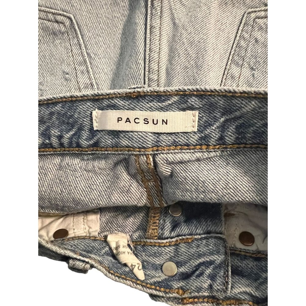 Pacsun Ultra High Rise Bootie Shorts Raw Hem Destoyed Button Fly Sz 24 - Picture 4 of 5